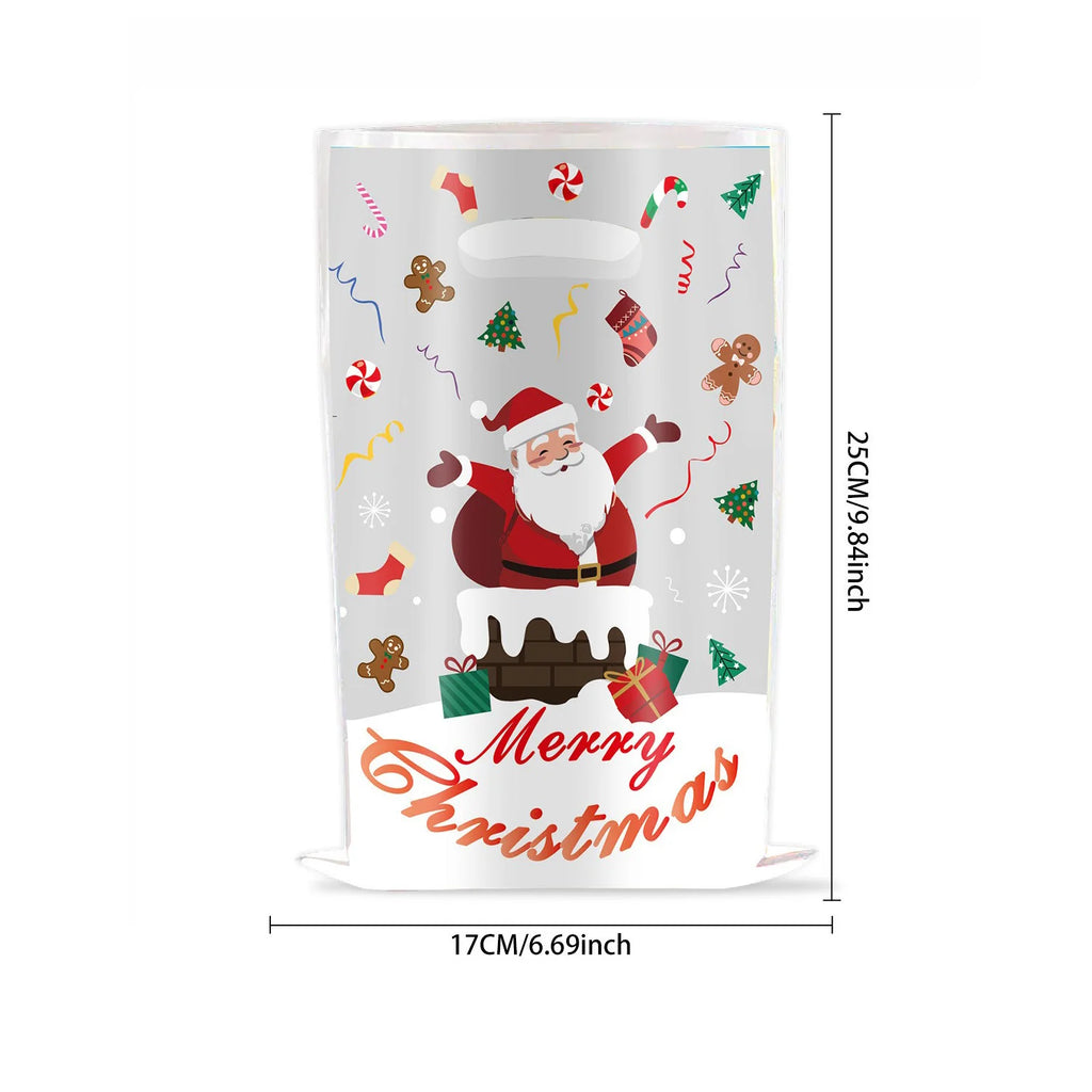 10pcs Christmas Bags Snowflakes Candy Gift Bags Merry Christmas Decoration Gift Wrapping Treat Bags New Year Packing Bag Oasis Select
