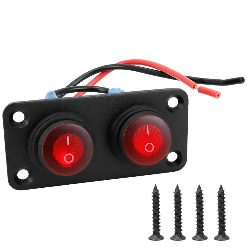 6.Vehicle 12V Waterproof Switch Panel: 1-6 Gang Rocker Toggle On-Off Switches with Red LED Light for Boat, Truck Oasis Select A2