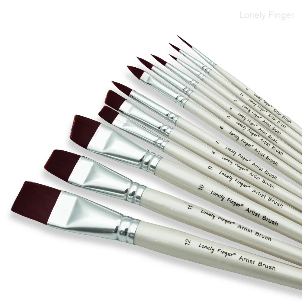 Synthetic Hair Face Paint Brushes 12pcs Professional Watercolor Paint Brushes Set for Painting Oasis Select