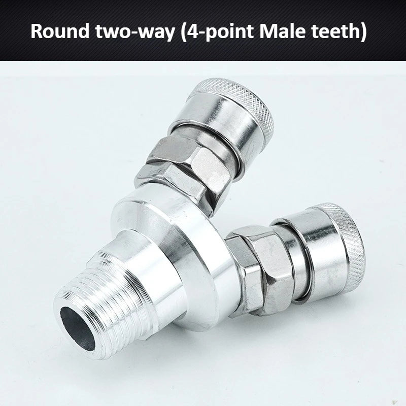 Three Way and Two-waySMV SMY Air Compressor Pneumatic Joint Circular Bidirectional Circular Internal Thread Quick Connector Tool Oasis Select Round2way SMV silver 4 points male thread