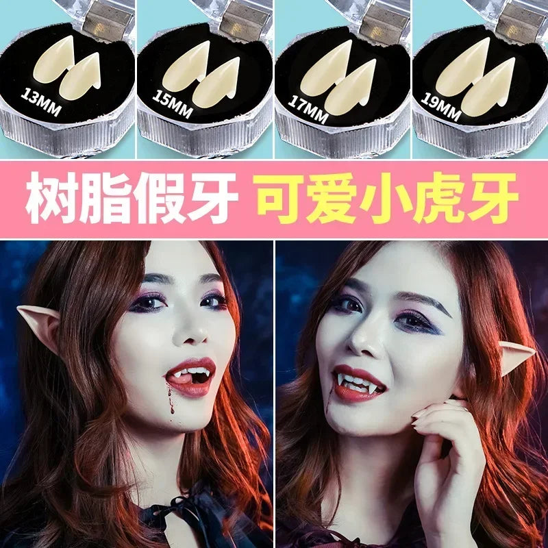 Halloween Dentures Vampire Zombie Teeth Tiger Teeth Cosplay Masquerade Party Dentures Ear Props Halloween Oasis Select