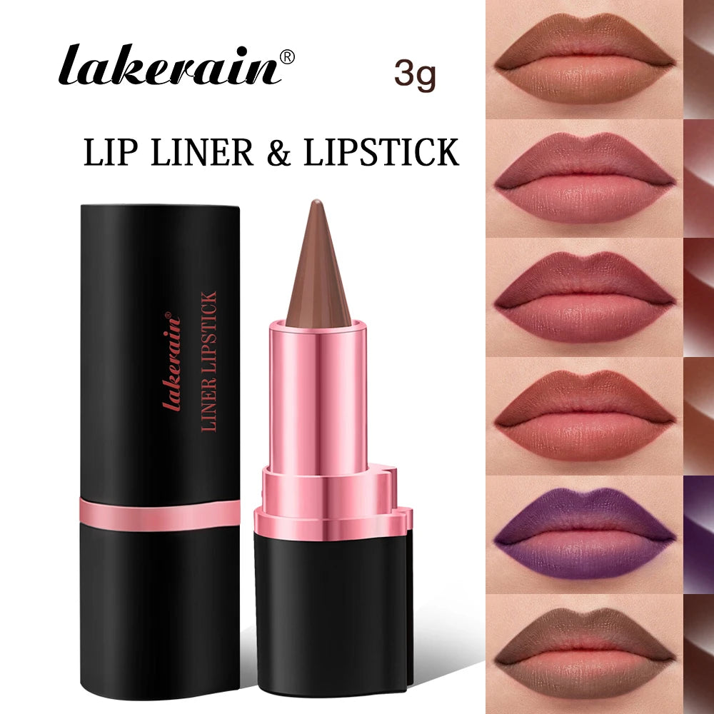 2In1 Matte Liner Lipstick Pen Gradient Lip Liner Red Brown Lipsticks Pencil Lasting Waterproof Lip Stick Sexy Women Lip Cosmetic Oasis Select