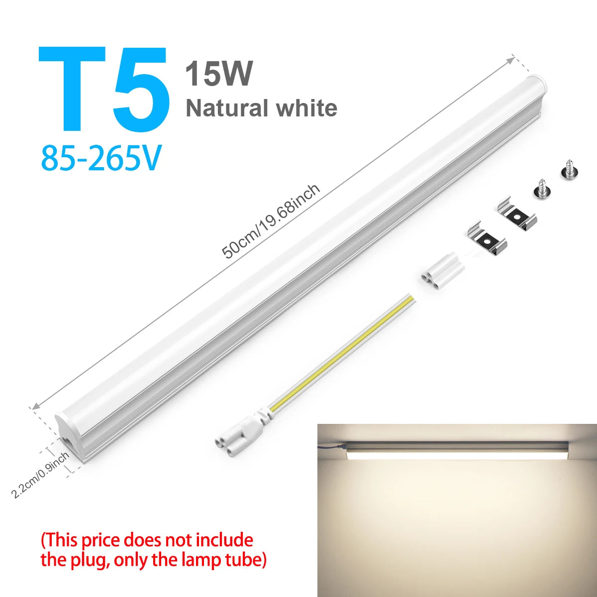 15W T5 85-265V Led Tube Light 50CM 25W T8 220V Aluminium Bar Lamp Indoor Ceiling Wall Lamps, Warehouse Garage Showroom Lighting Oasis Select Only Lamp No Plug T5 Neutral 85-265V