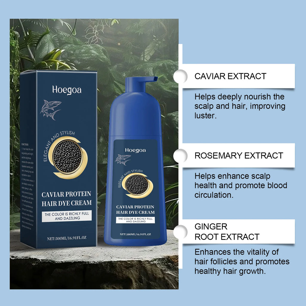 HOEGOA Caviar Protein Hair Color Shampoo Black Brown 500ml