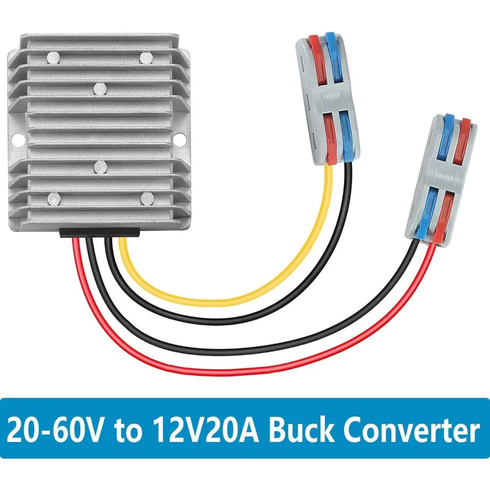 DC 20-60V Step Down to 12V 20A 240W Converter is Suitable for Waterproof Voltage Reduction Devices on Golf carts and for klifts Oasis Select