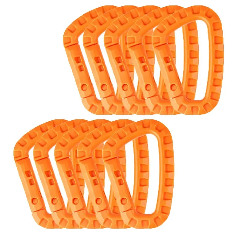5/10/15Pcs Tactical Carabiner Clip Set Outdoor Steel Hook Camping Lock Daily Key Chain Keychain Buckle Backpack Bag Karabiners Oasis Select orange-10pcs
