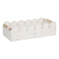 Scalloped Paper Rope Storage Basket with Wooden Handles Woven Storage Basket Oasis Select White One Size