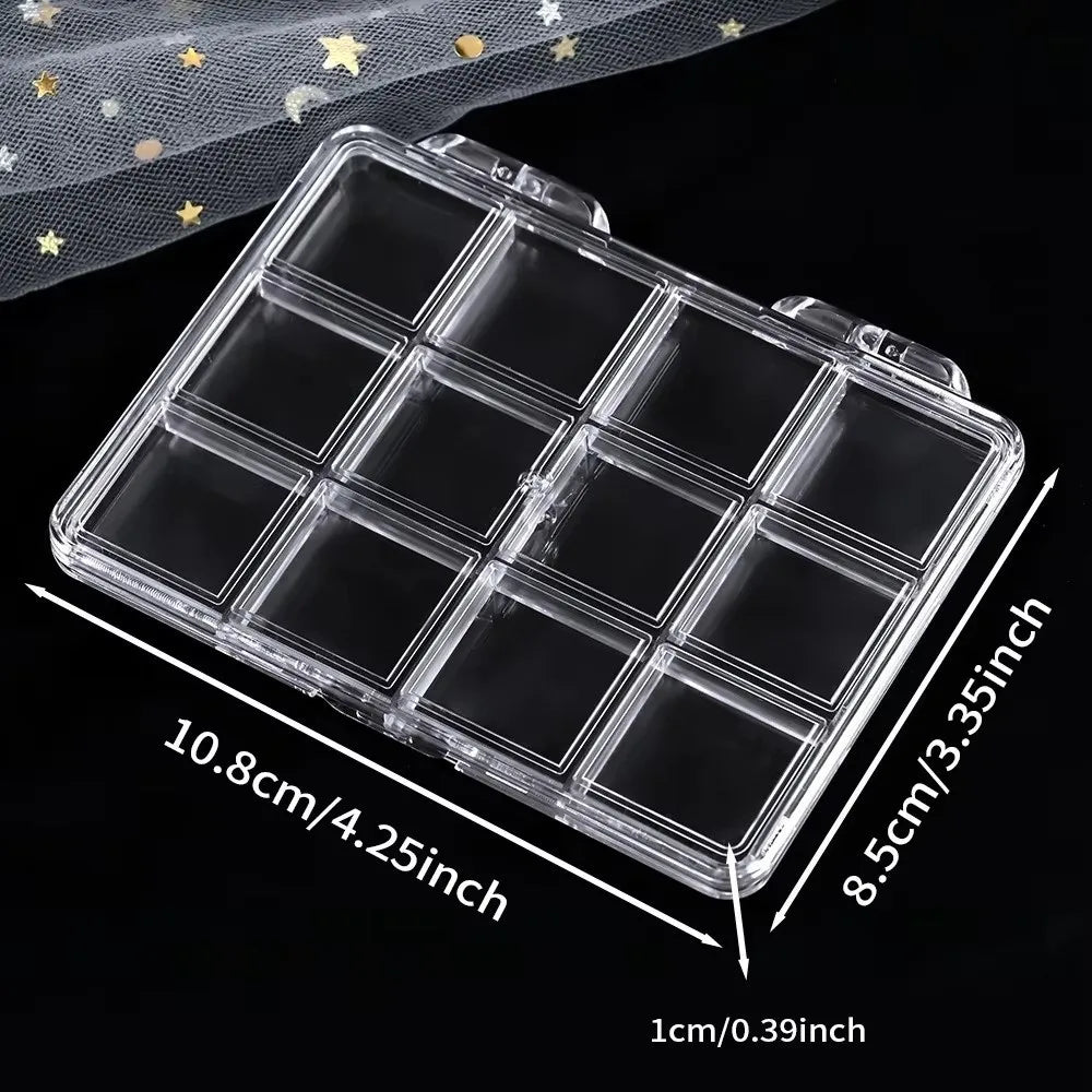 Transparent Nail Art Storage Box – 12, 15 & 24 Grid Organizer