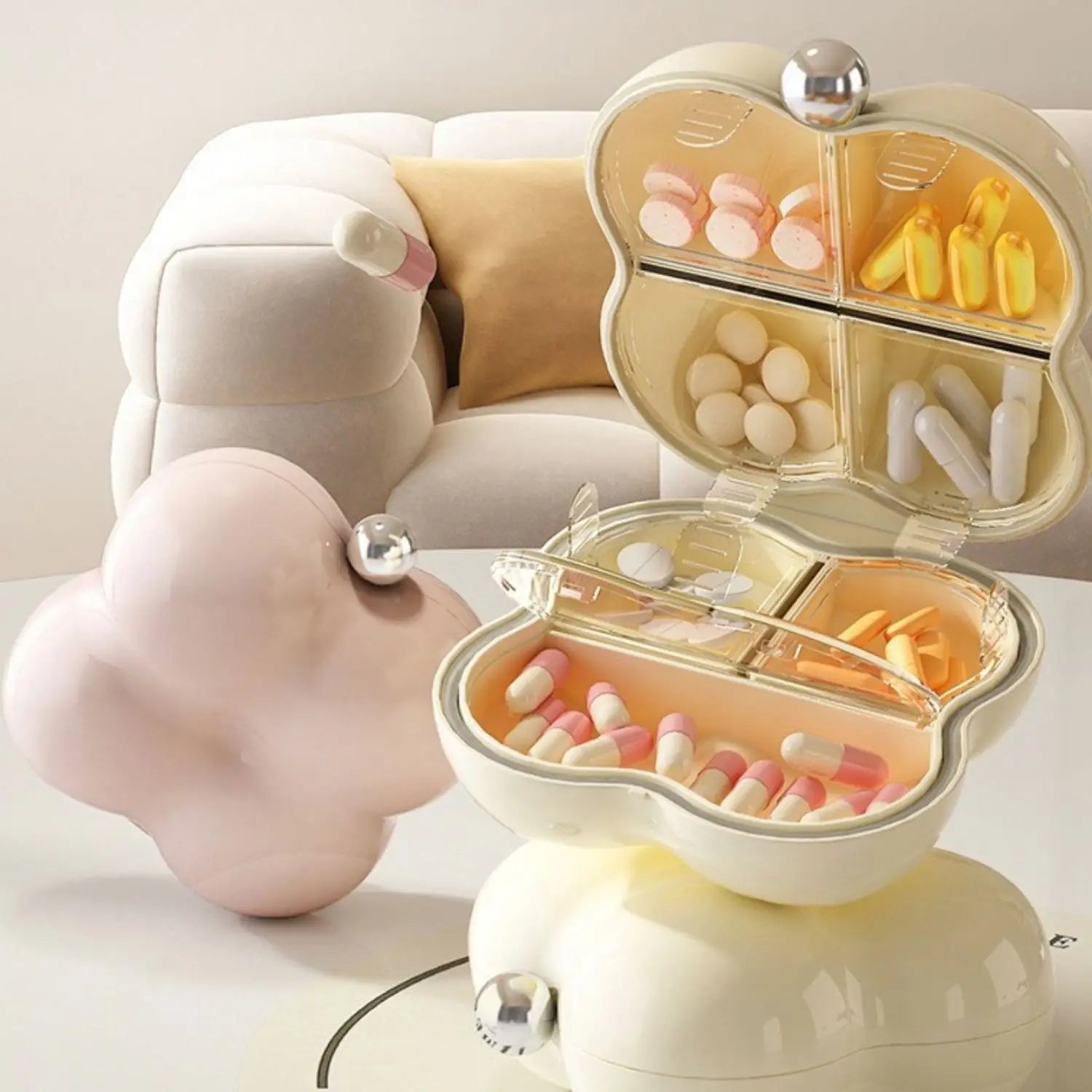 7-Day Portable Flower-Shaped Pill Organizer Compact Medication Divider Box with Individual Compartments for Daily Use Oasis Select