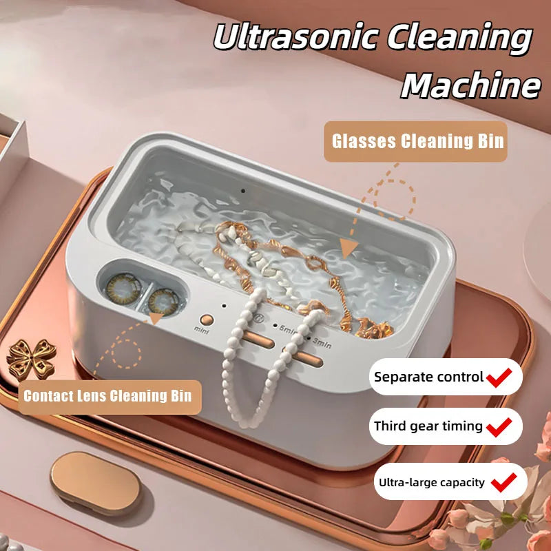 48Khz Cleaning Machine Ultrasonic Cleaner Double Bin Vibration Full Cleaning Jewelry Household Adjustable CleanerNew Oasis Select