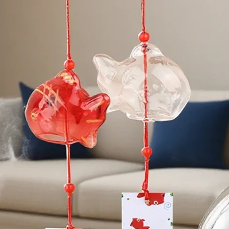 Wind Chime Chimes Japanese Glass s Style Goldfish Garden Hanging Outdoor Decor Pendant Furin Decorative Fish Ornament Oasis Select
