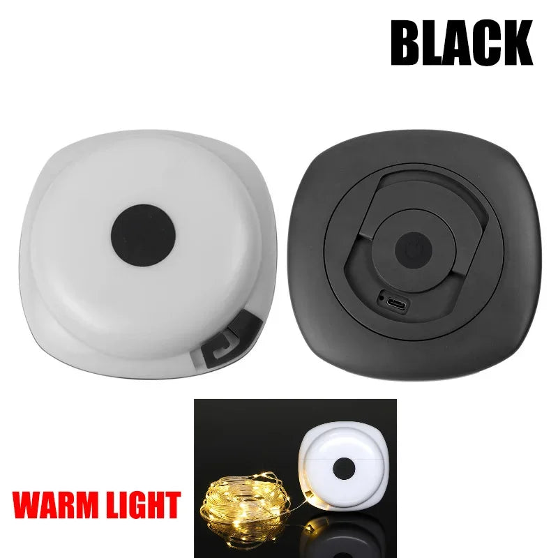 Camping String Lights,33Ft Light with Lanterns (2 in 1 Design),Camping Lights 2000mAh,IPX6 Waterproof,Rechargeable Flashlights Oasis Select CH515OK black warm