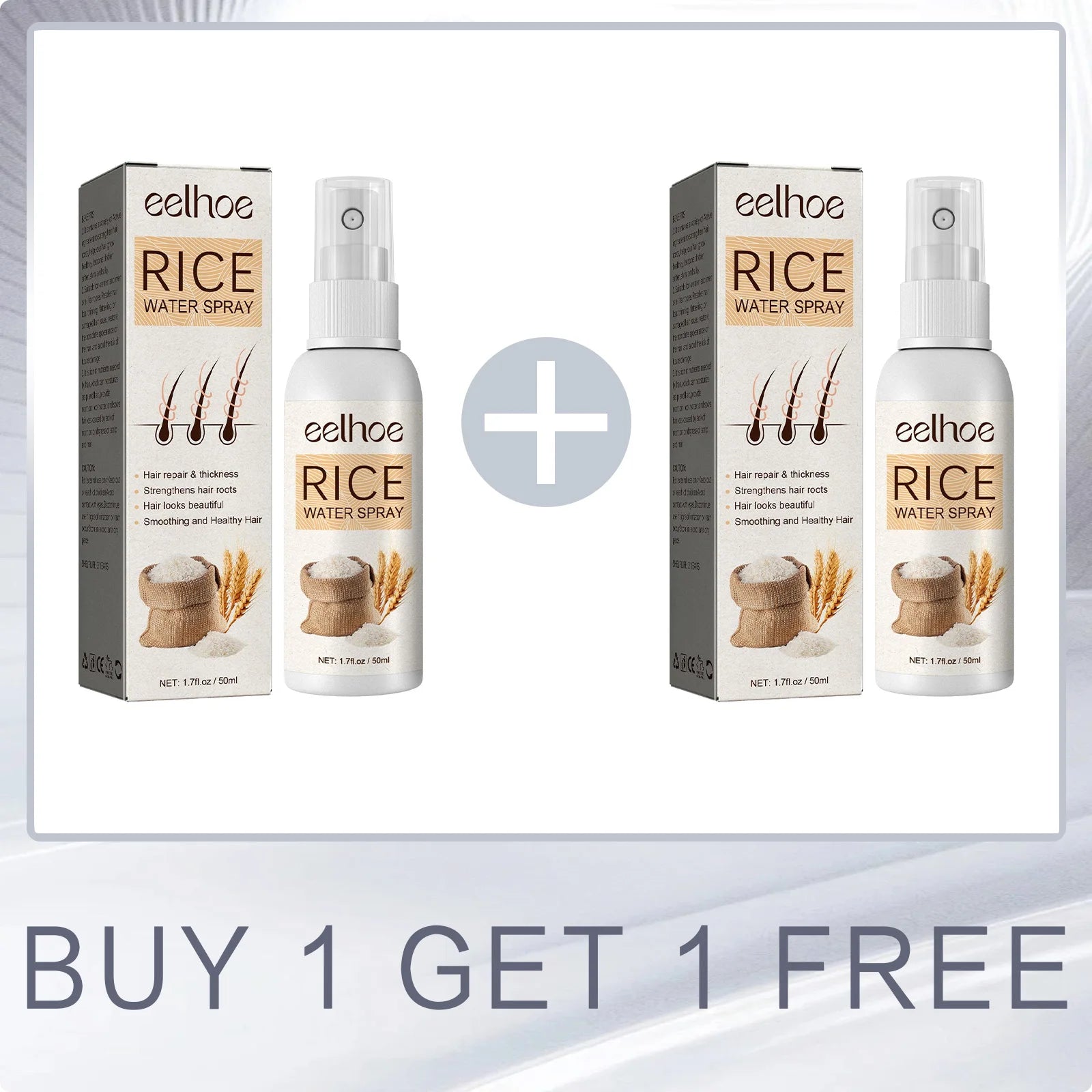 EELHOE Rice Water for Hair Growth Spray Improve Dry Damaged Hair Nourish Vitamins for Healthy Hair Regeneration Treatment Spray Oasis Select Buy 1 for 1 Free