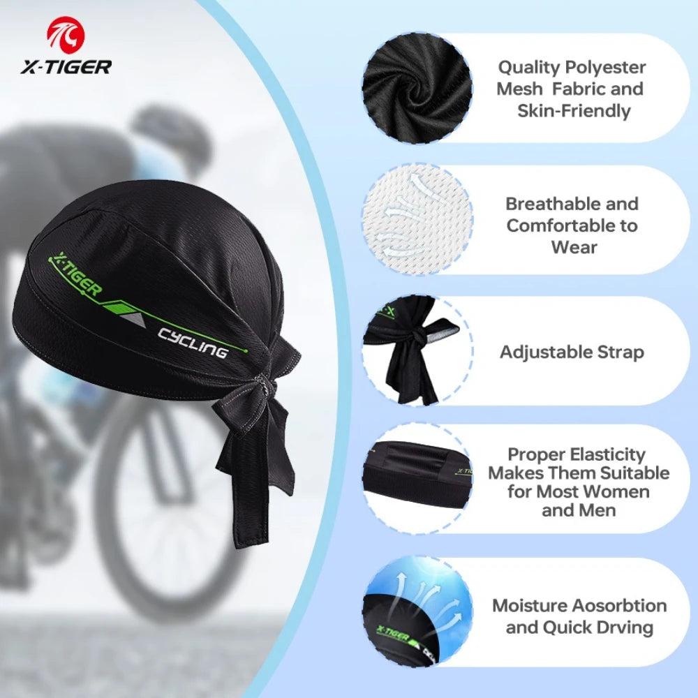 X-TIGER Men's Cycling Bandana Cap Elastic Breathable Summer Quick Dry MTB Bike Headscarf Outdoor Sports Running Riding Headwear Oasis Select