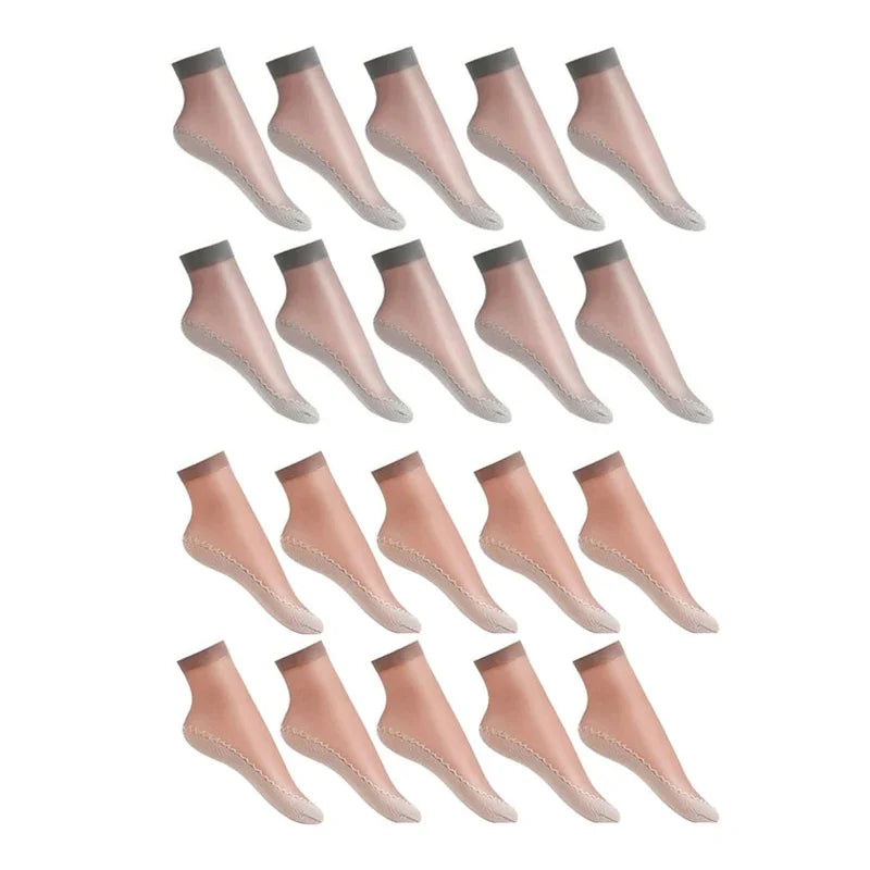 10/20pairs womens anti-slip cotton socks, sweat absorbing anti-slip cotton bottom stretch socks Oasis Select 10Coffee 10Gray