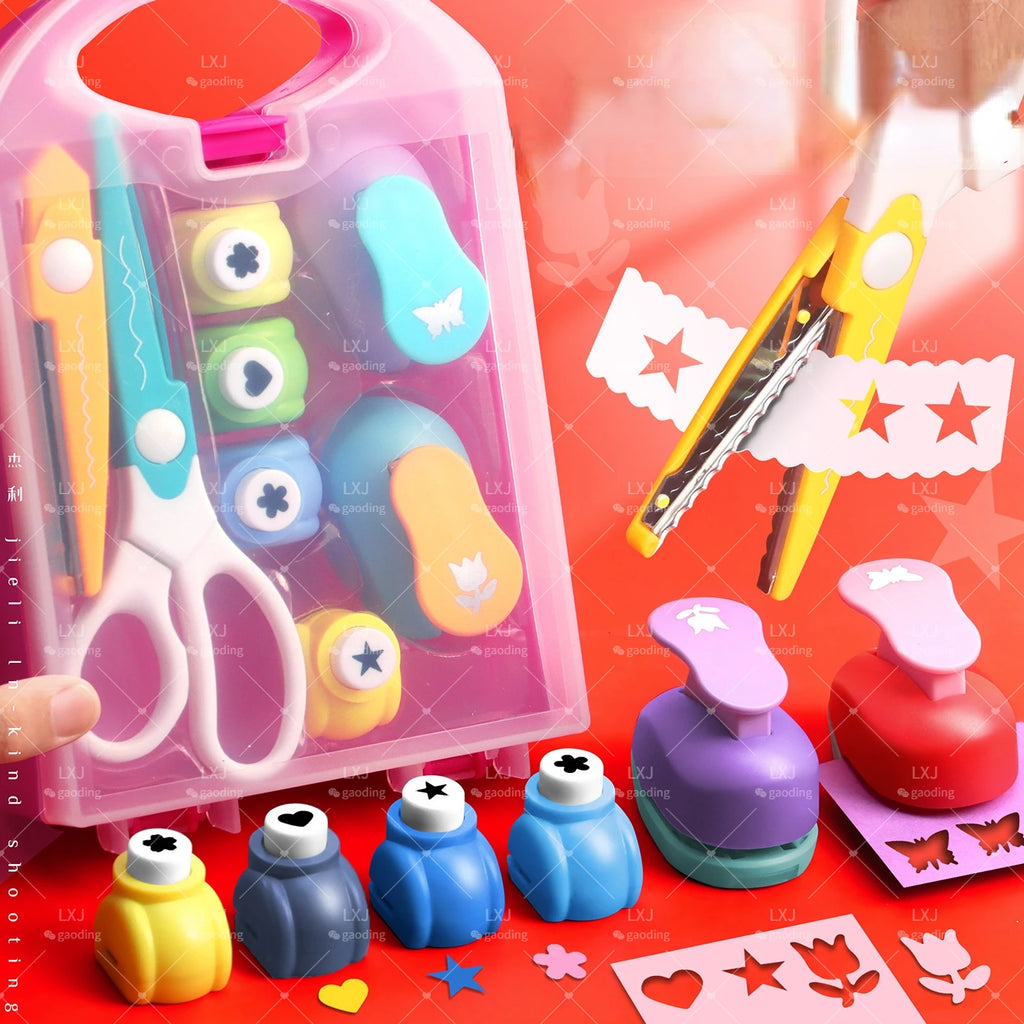 8pcs Creative Hole Punch Set Children's Hole Punch Scrapbooking Paper Punch Greeting Card Craft (Fixed pattern and random color) Oasis Select