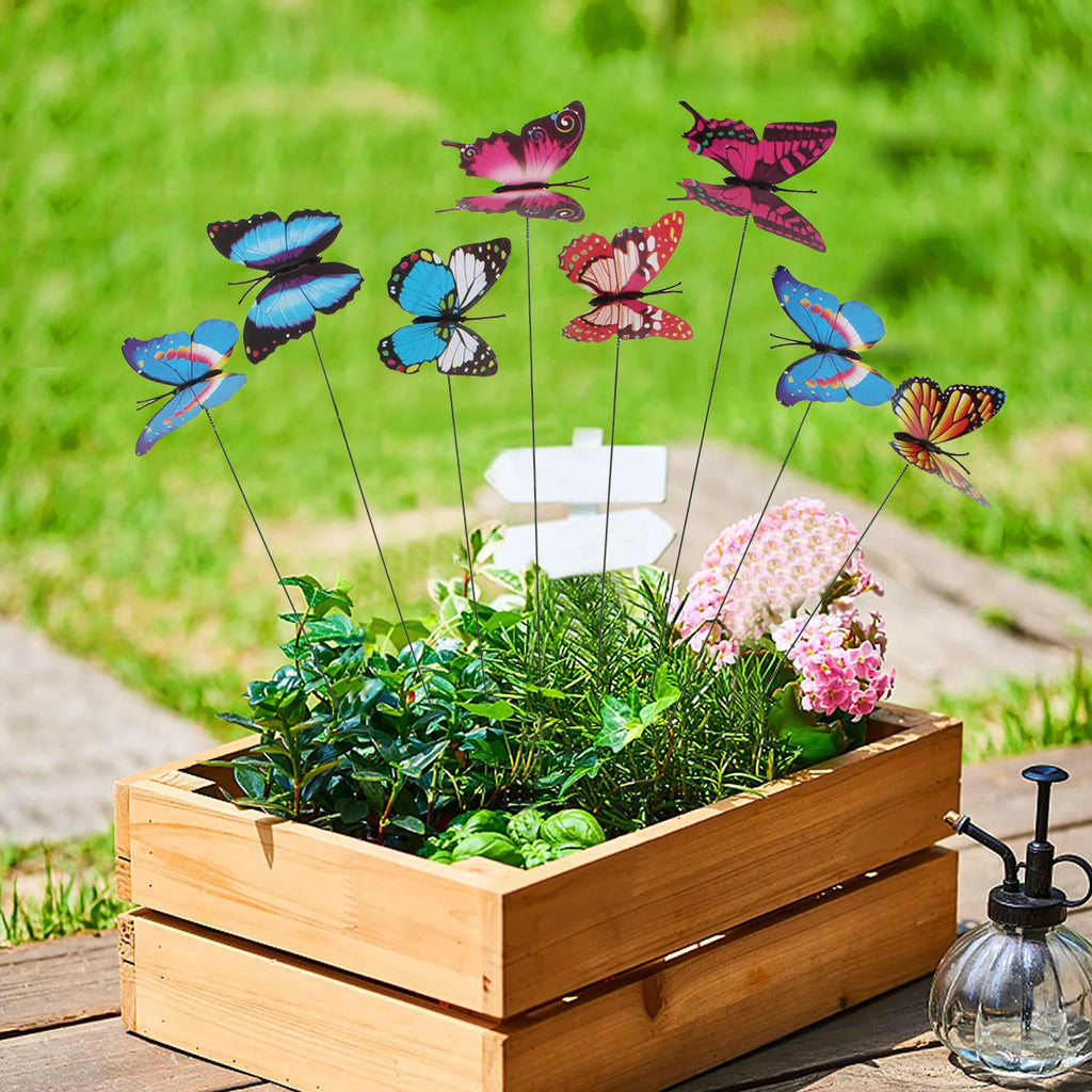 10 Artificial Butterfly Garden Stakes – Colorful Yard Decor