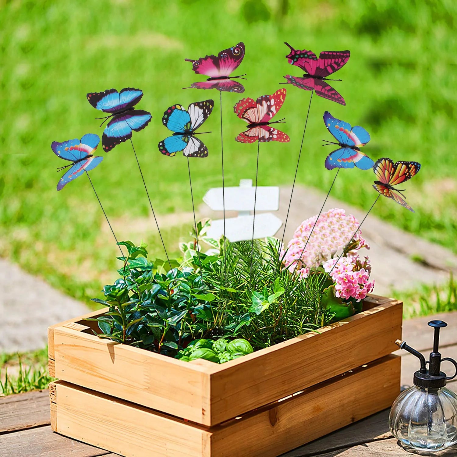 10 Artificial Butterfly Garden Stakes – Colorful Yard Decor