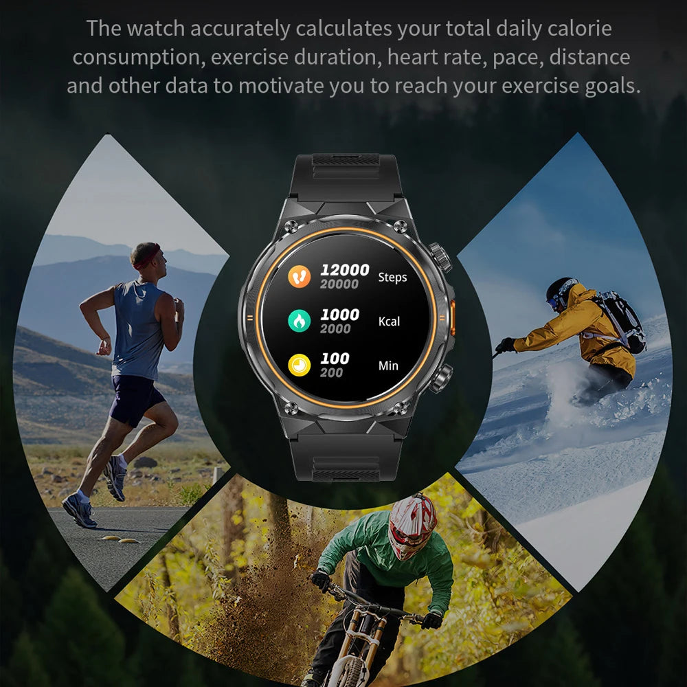2025 Calendar Men Wireless Call Smart Watch LED Flashlights Waterproof Heart Rate Health Sleep Sports Fitness Smartwatch 400Mah Oasis Select