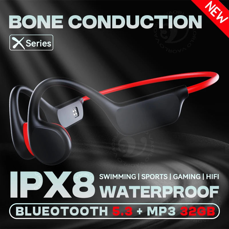 IPX8 Waterproof Bone Conduction Wireless Headphone Bluetooth 5.3+32GB RAM MP3 Player HIFI Music Sports Swimming Headset With Mic Oasis Select