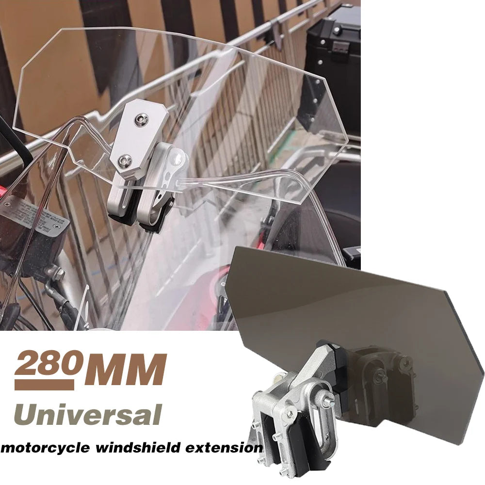 Universal Motorcycle Windshield Extension Adjustable Spoiler Clamp-On Windscreen Deflector Suitable For All Motorcycle Models Oasis Select