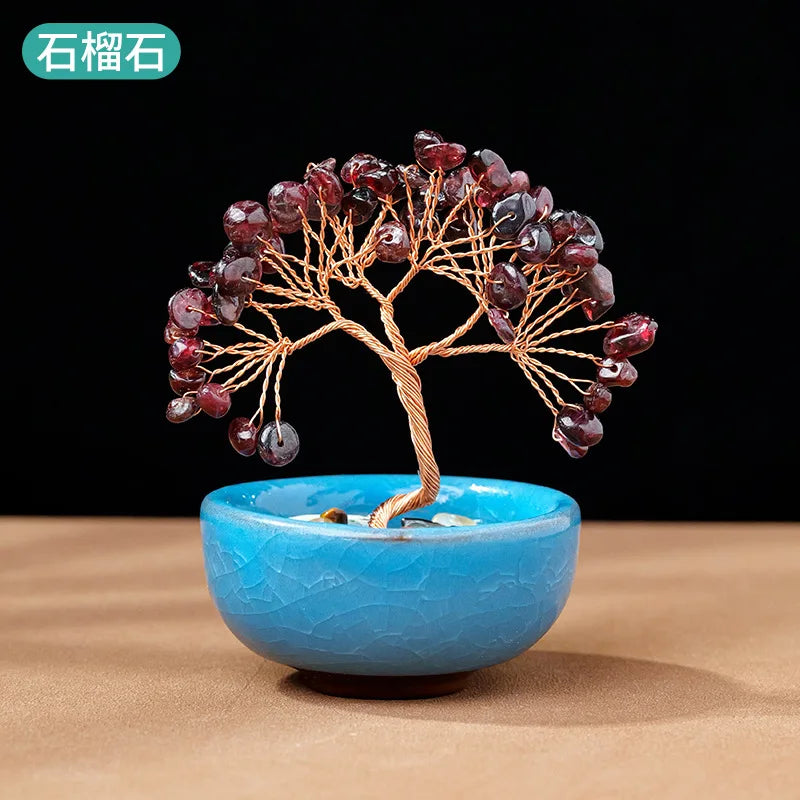 Treasure Basin Crystal Wealth Tree Tea Cup Base Crystal Tree Creative Crystal Decoration Home Decoration Accessories Oasis Select L