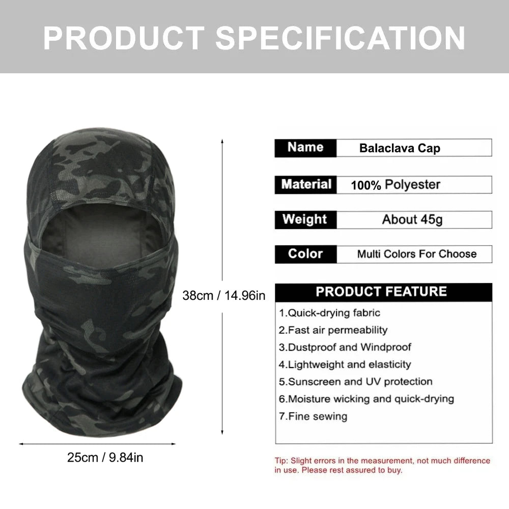 Camouflage Balaclava Hat Cycling Full Face Mask Outdoor Sports Hunting Hiking Ski Mask Motorcycle Helmet Inner Cap Oasis Select