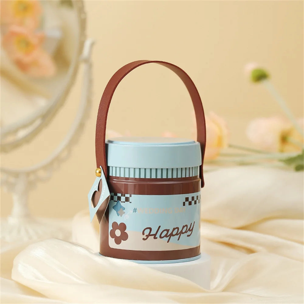 Wedding Tin Candy Box Round Storage Boxes Portable Handle Sugar Coffee Tea Tinplate Organizer Can Children Gifts Packaging Box Oasis Select Coffee other