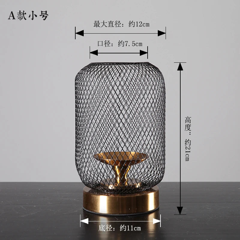 Chinese Zen retro candlestick household metal candlestick decoration hollow out atmosphere decorative candlestick Oasis Select A small