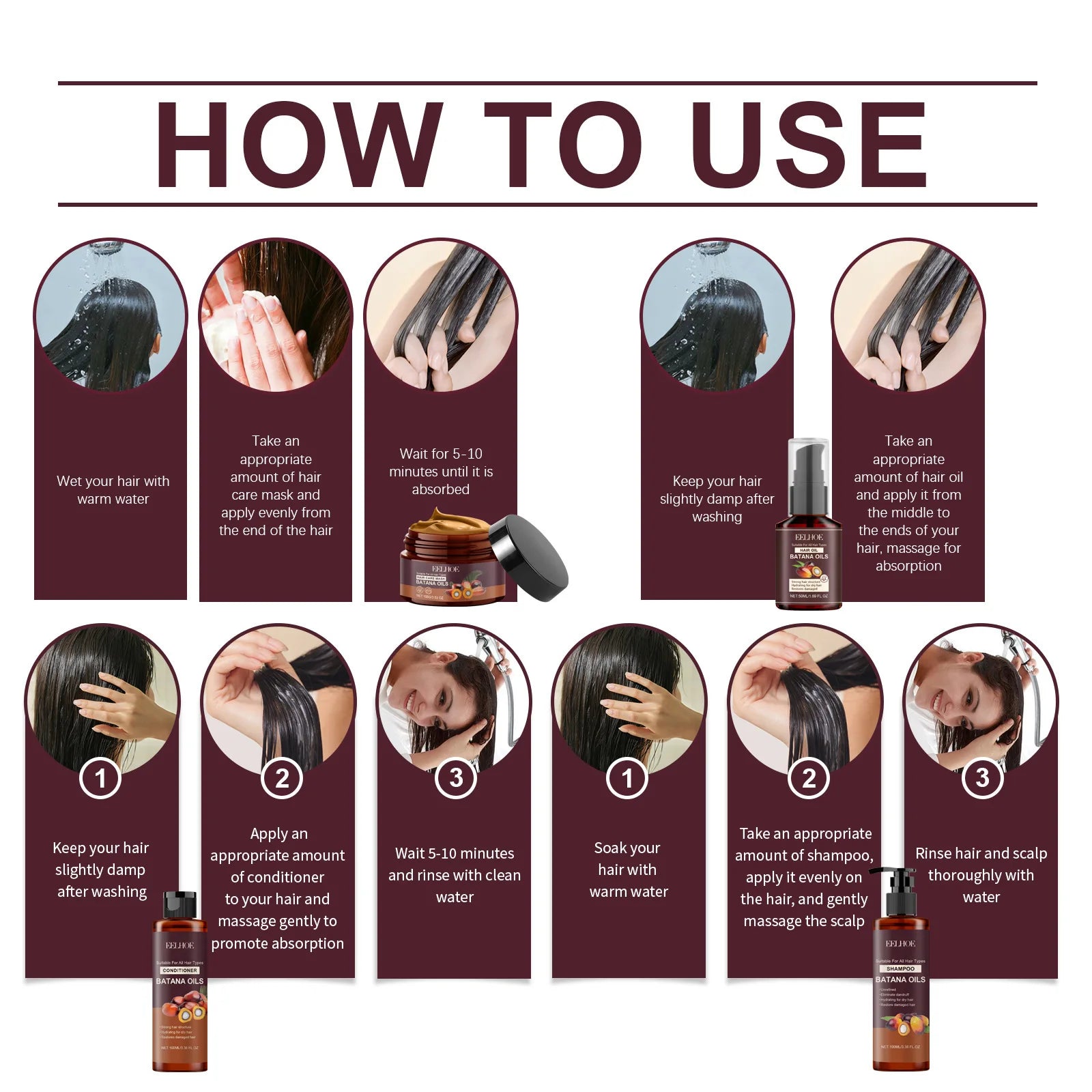 EELHOE Batana Oil Hair Care Set – Nourish & Strengthen Hair Hair Care Set Oasis Select