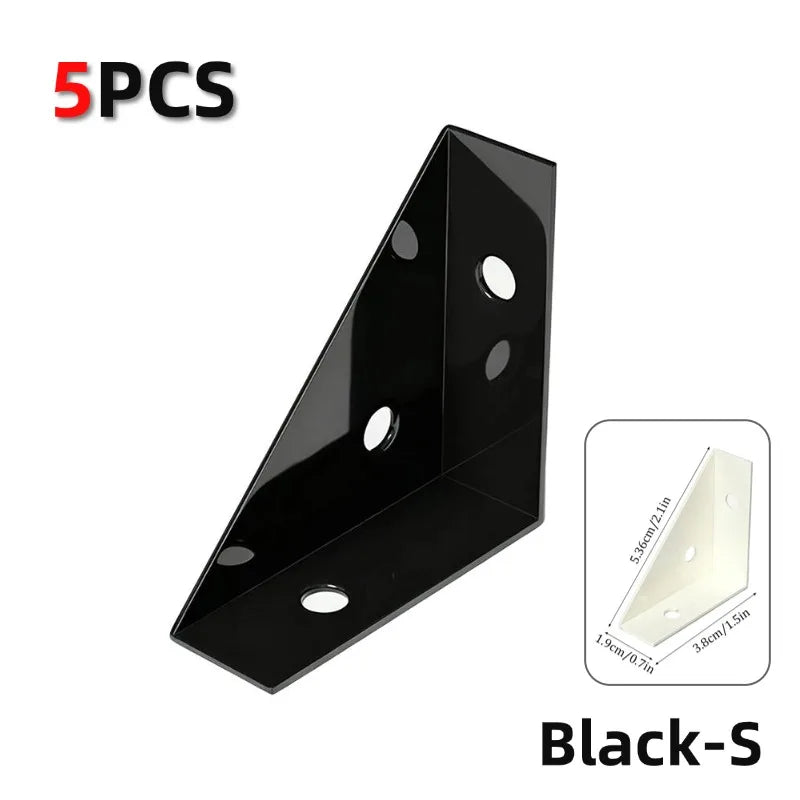 5-Pack 90° Steel Angle Brackets – L-Shape Corner Brace Set