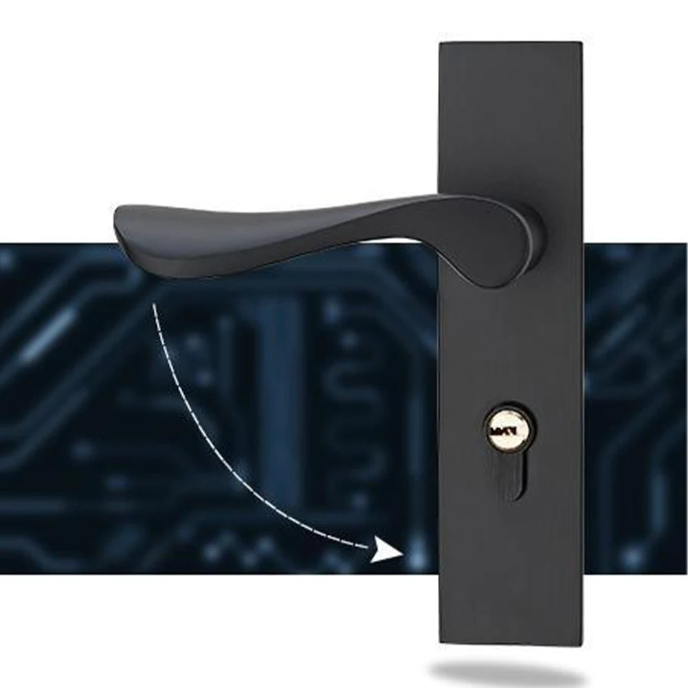 Door Lock Door Handle With Key Box And Complete Lock Set Matt Black Furniture Space Aluminum Panel Sturdy Home Improvement