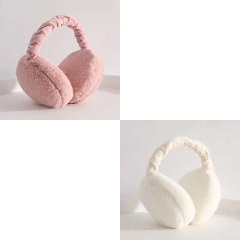 1-4PCS Korean Version Foldable Portable Ear Cup For Warmth, Plush Earplugs For Men And Women For Warmth In Autumn And Winter Oasis Select Dark Pink-White