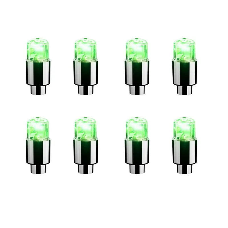 2/4/6/8Pcs Car Light Bicycle LED Tire Lights Universal Car Neon Lamp Valve Cover Lights Tire Colorful Flashing Bulb Decoration Oasis Select 8pcs Green