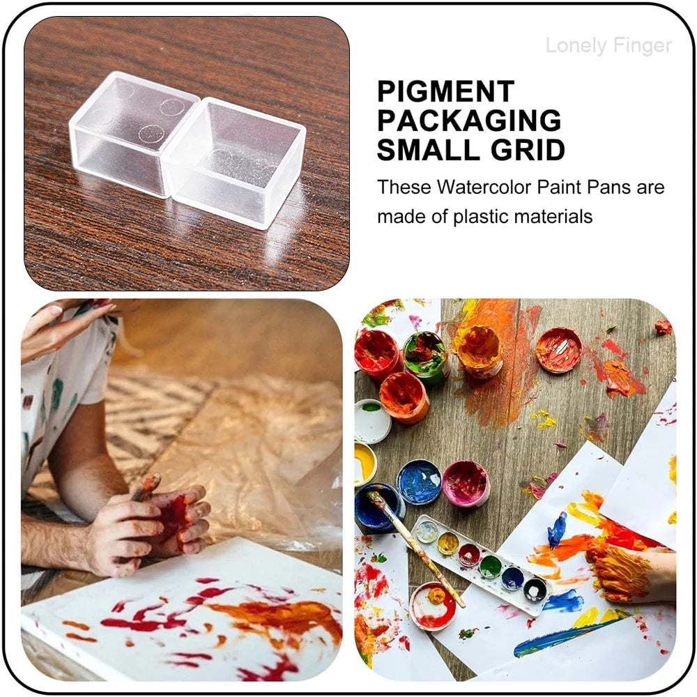 25/50Pcs Transparent Plastic Empty Watercolor Half Pans – 2ML Capacity, Refillable Paint Pans for DIY Solid Watercolors Gouache Oasis Select
