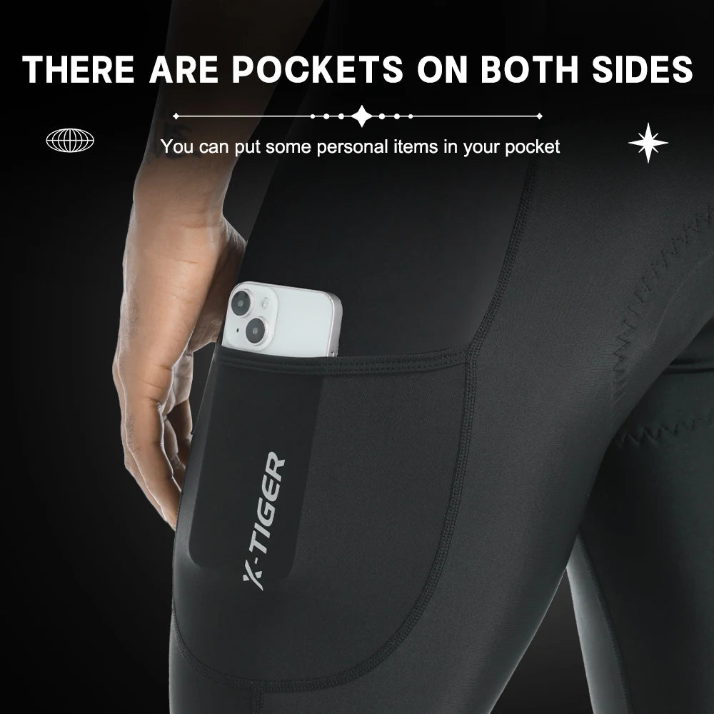 X-TIGER Men's Cycling Bib Pants Winter Cold Resistant Keep Warm Wool Breathable Cycling Tights 5D Gel Pad MTB Road Bike Pants Oasis Select