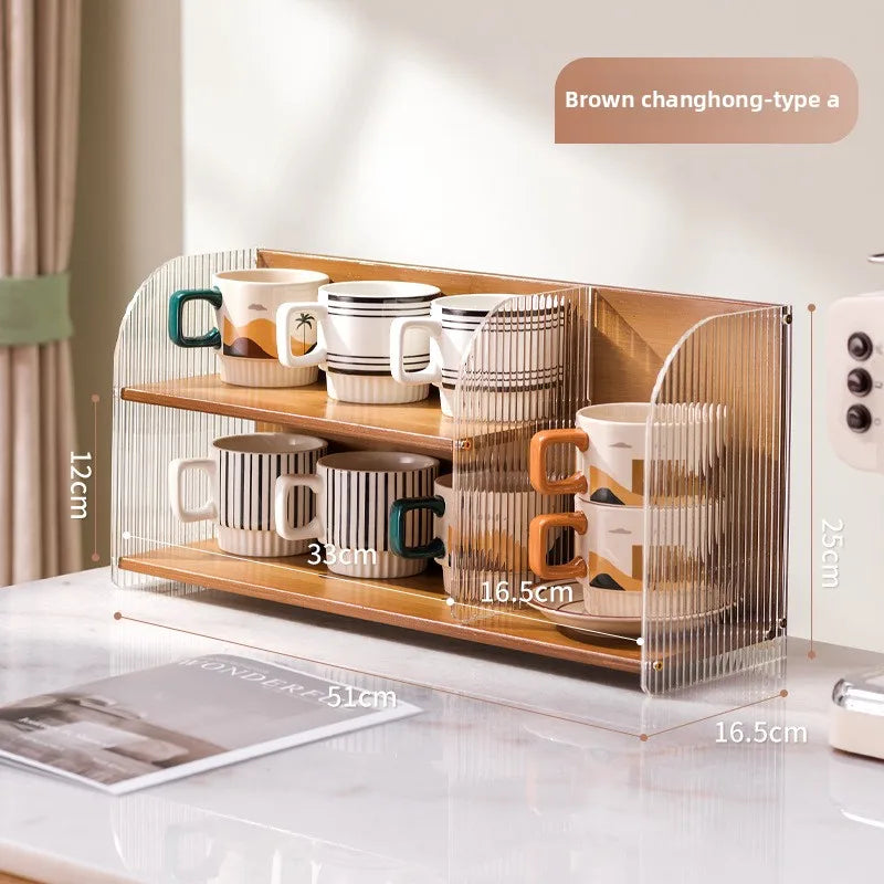 Light luxury cup holder, dining table, water cup rack, coffee cup storage, water bar, desktop mug, tea cup rack. Oasis Select Brown Changhong A