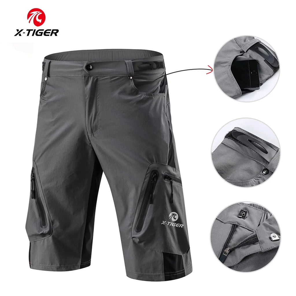 X-TIGER Mountain Bike Shorts Multi-Pockects Breathable Loose Riding Road MTB Shorts Outdoor Sports Waterproof Cycling Pants Oasis Select