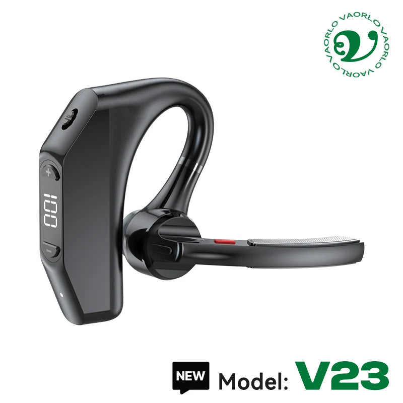 Bluetooth Business Earphones Talk/Music Time 20/30 Hours LED Digital Display With MlC Noice Cancelling Wireless Headset Oasis Select V23 Black