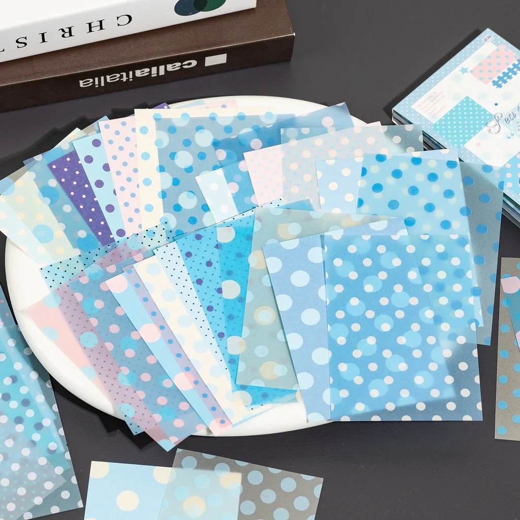 50Pcs Polka Dot Kraft & Vellum Paper Sheets for M5 Journals