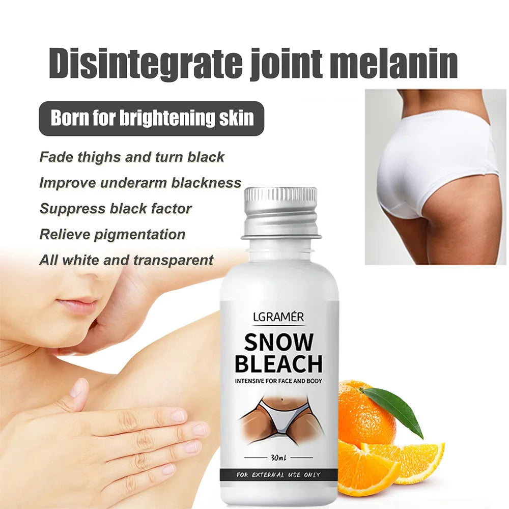 Body Whitening Bleach Cream Brighten Underarm Elbow Knees Joint Removal Intimate Parts Dark Spots Melanin Snow Bleach Cream 30ml Oasis Select