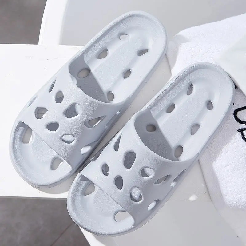 Summer Shower Slippers for Men Women Non Slip Indoor Soft Cushion Hollow Breathable Quick Dry Quiet Home Bathroom Sandals Oasis Select ONE SIZE Grey-40