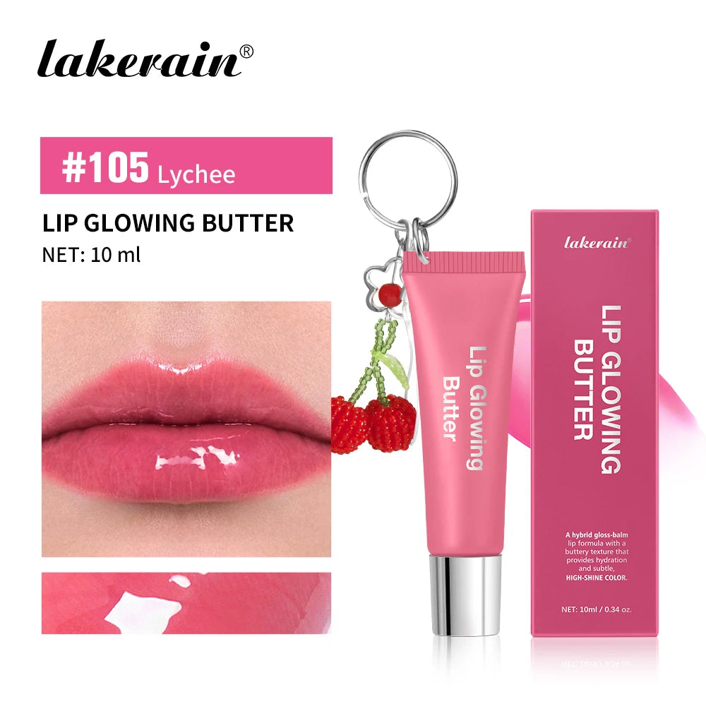 Lip Glowing Butter Gloss Long Lasting Cherry Keychain Moisturizing Lip Oil Plumper Nourishing Makeup Care Hydrating Lipstick Oasis Select 105 Lychee