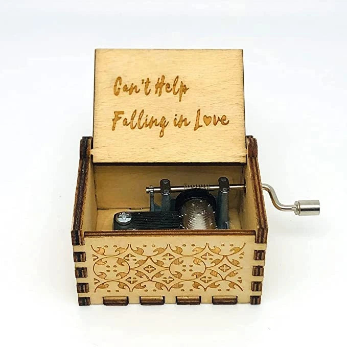 Wooden hand cranked music box falls in love, UV painted music box gives nostalgic handmade gift Oasis Select 16