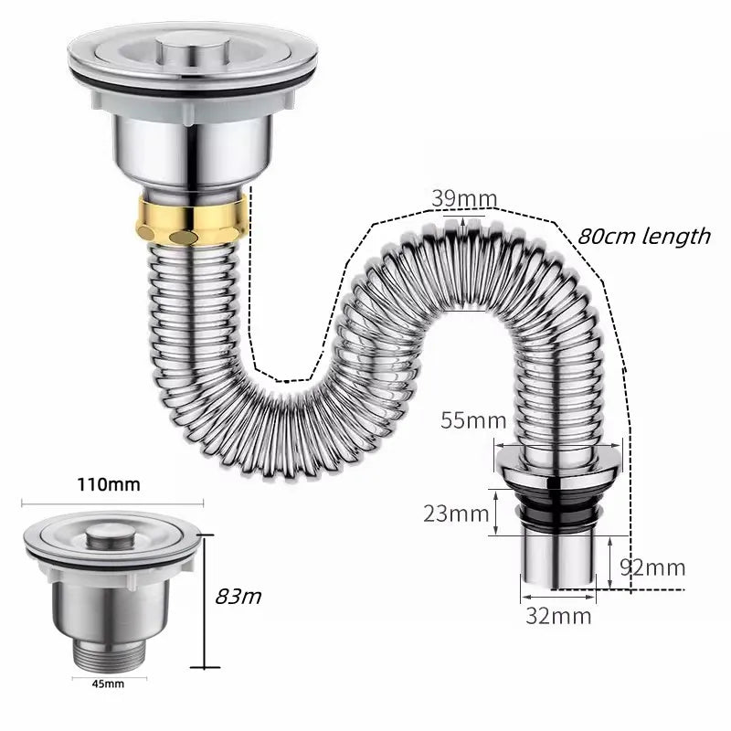 Kitchen Stainless Steel Sink Drain Filter Single Tank Drain Pipe Deodorant Wash Basin Sewer Universal Drainer Bathroom Parts Oasis Select Stainless Sink Sets
