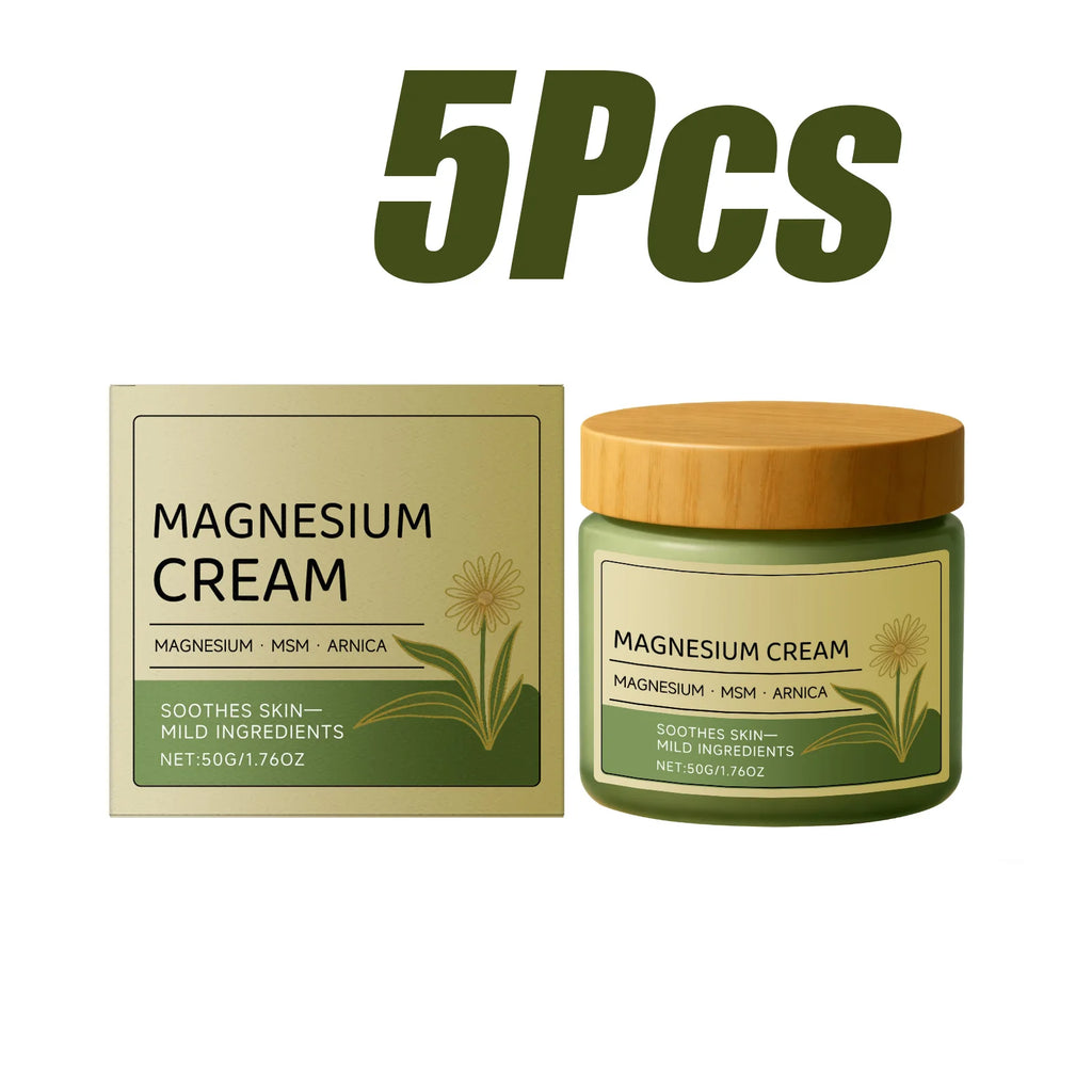 Magnesium Cream for Muscle & Nerve-Relief Moisturizing Body Massage Cream Fast Absorption Support Body Relief Daily Care Oasis Select 5 x 50g Boxed