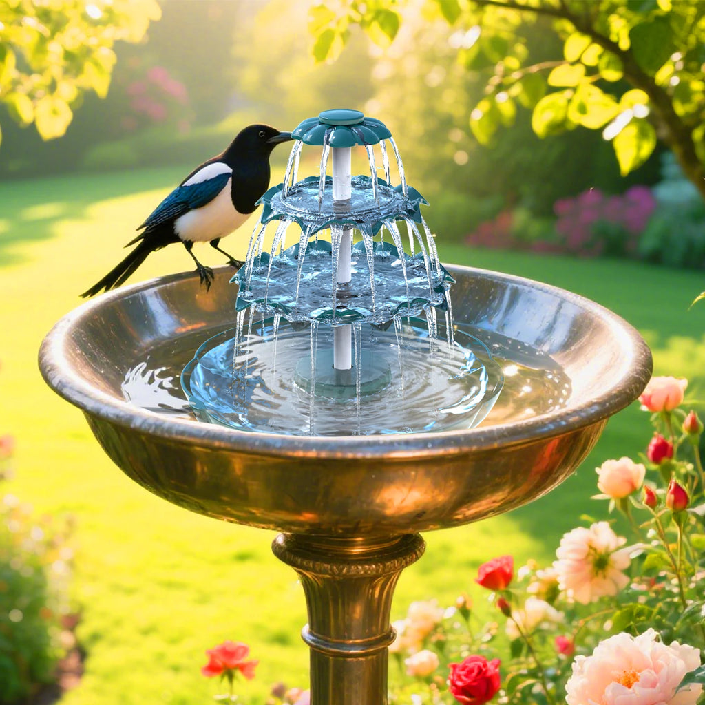 2025 New Three-Layer Solar Fountain, Transparent Color/Green Bird Bath Fountain Pump, Suitable for Garden, Courtyard, Pond and B Oasis Select
