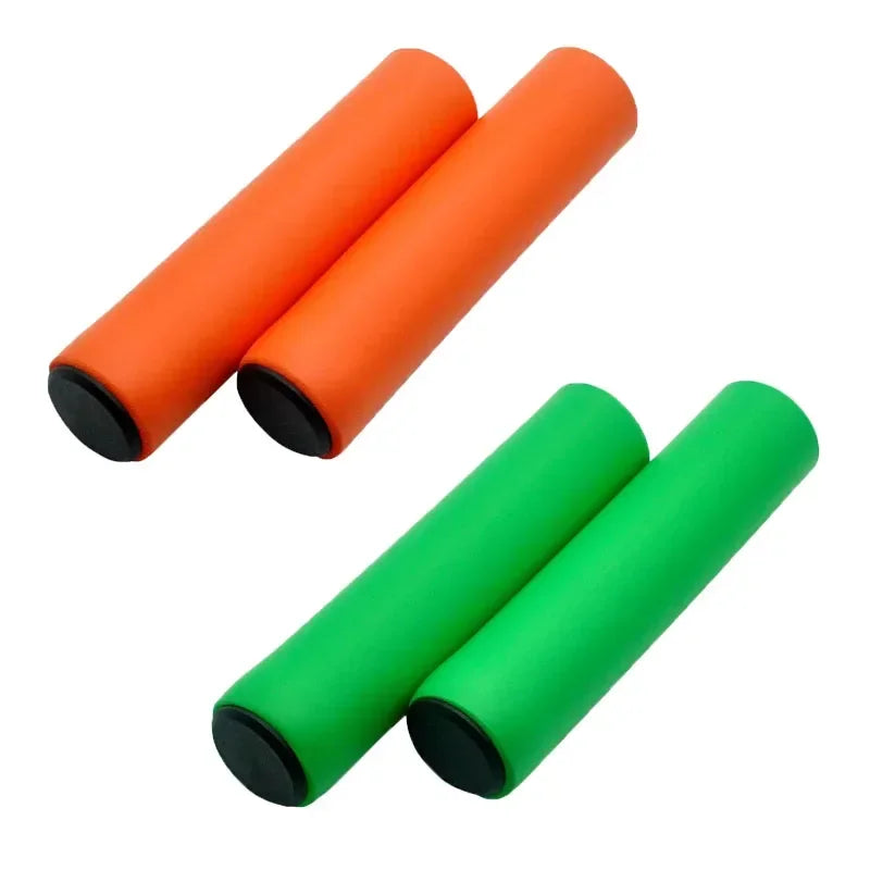 3/2/1Pairs Bicycle Grip Silicone Sponge Soft MTB Mountain Bike Handlebar Cover Anti Slip Shock-Absorbing Scooter Grip Oasis Select orange-green