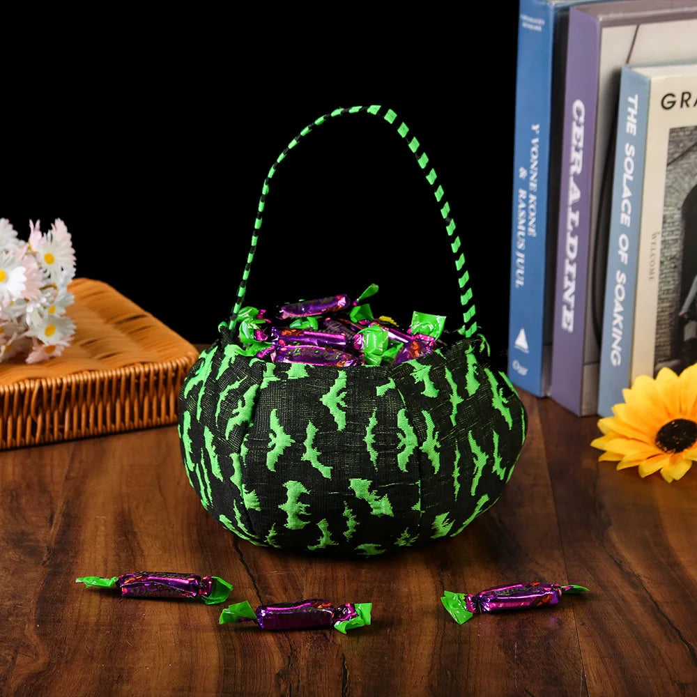 Halloween Trick-or-Treat Bag Pumpkin Bat Spider Skull Head Kids Candy Bucket Goodie Bags Suitable Multi Function Handle Basket Oasis Select Bat other