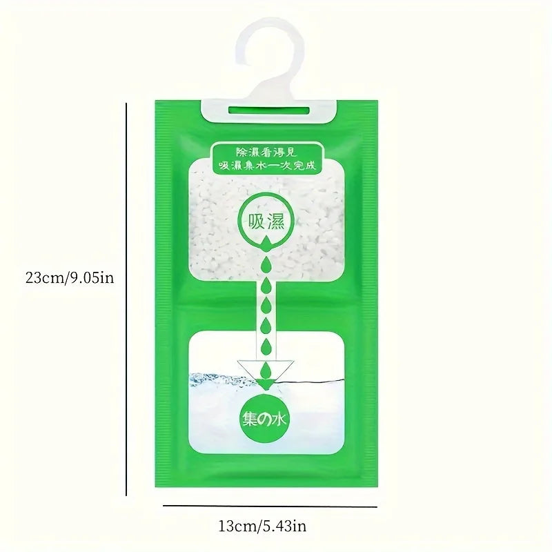 4Pack hanging wardrobe dehumidification bags, non electric moisture absorbing bags, essential household deodorizer Oasis Select